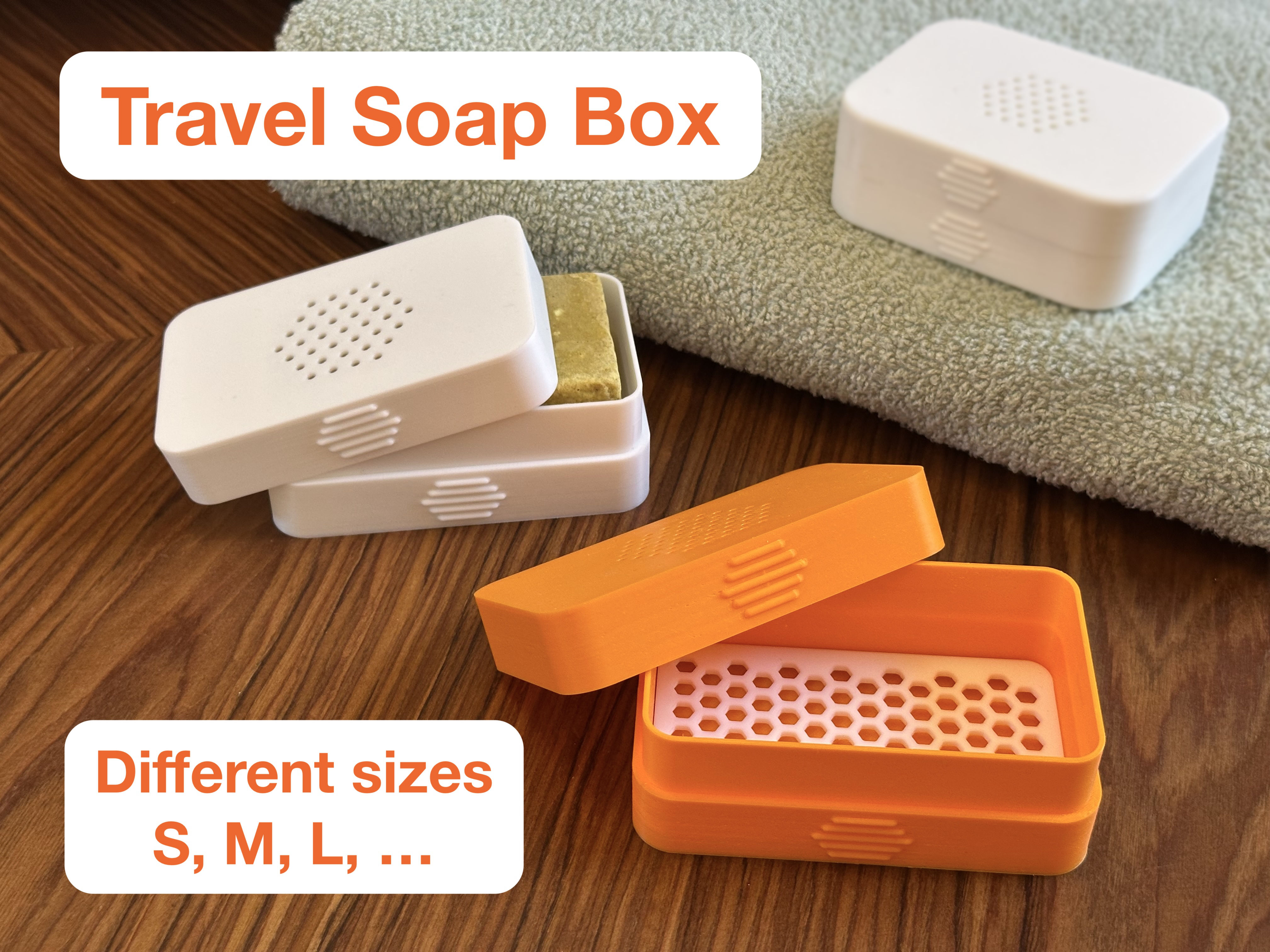 Travel Soap Box — Fully Customizable (OpenSCAD) — with drying tray, air vents and snap fit