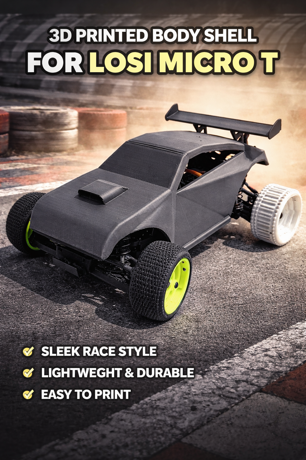3D printed Body Shell for LOSI Micro-T