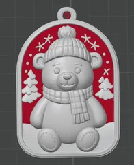 Winter Bear Hanging Ornament – Christmas Tree Decoration STL