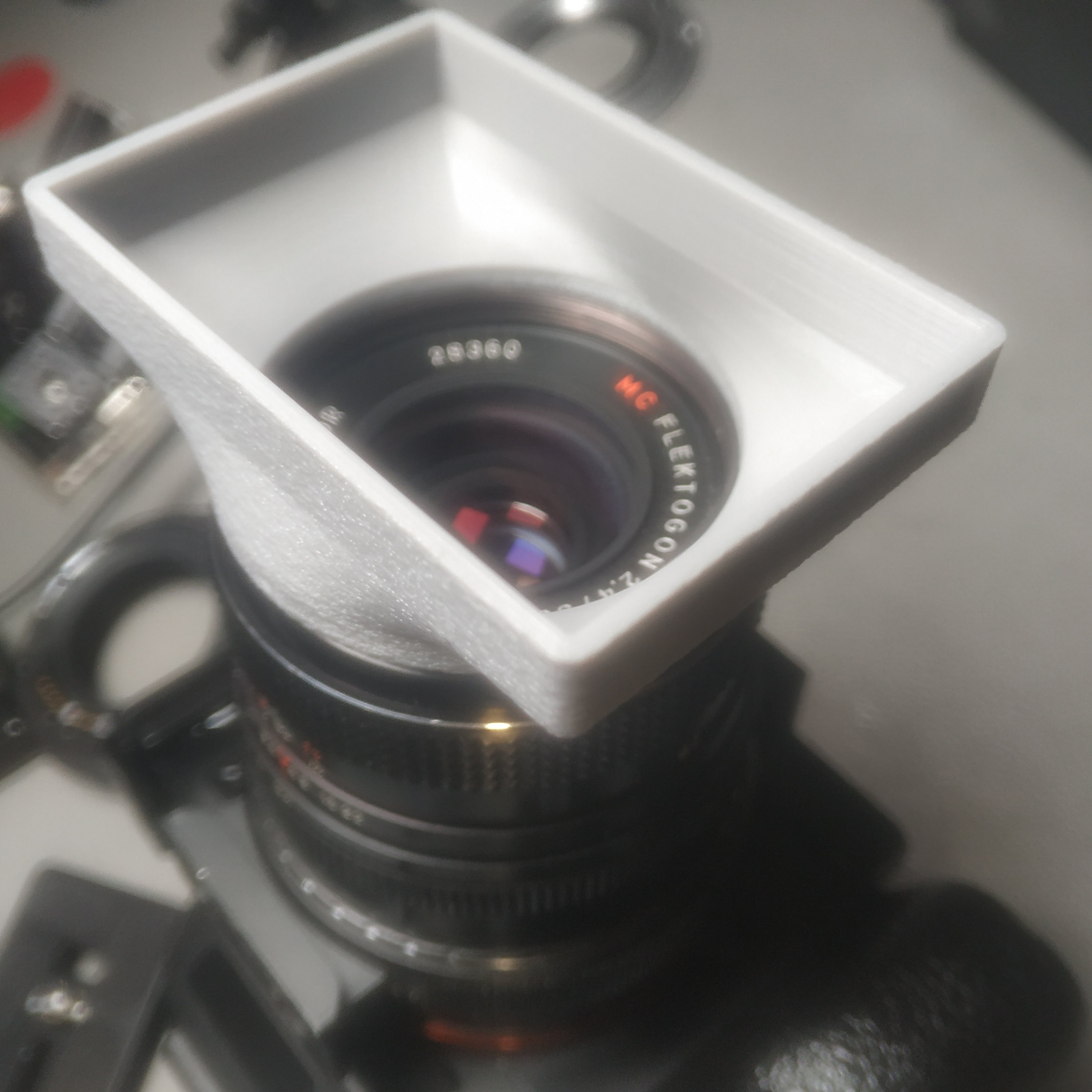 49mm Rectangle Hood + Cover for WideAngle Lens (Flektogon, Pentacon, Takumar, Meyer, etc).