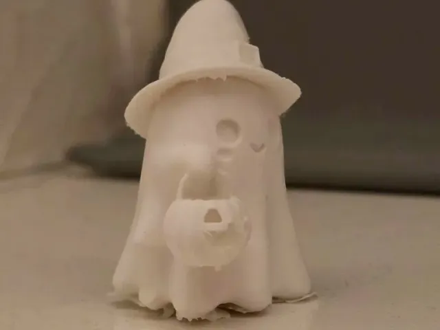 Cute Halloween Ghost with Pumpkin bucket