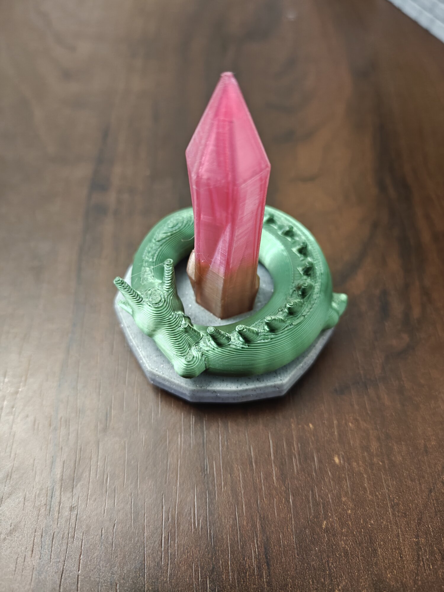 Sleeping Dragon Ring Holder — crystal spire, 3 colours, no supports