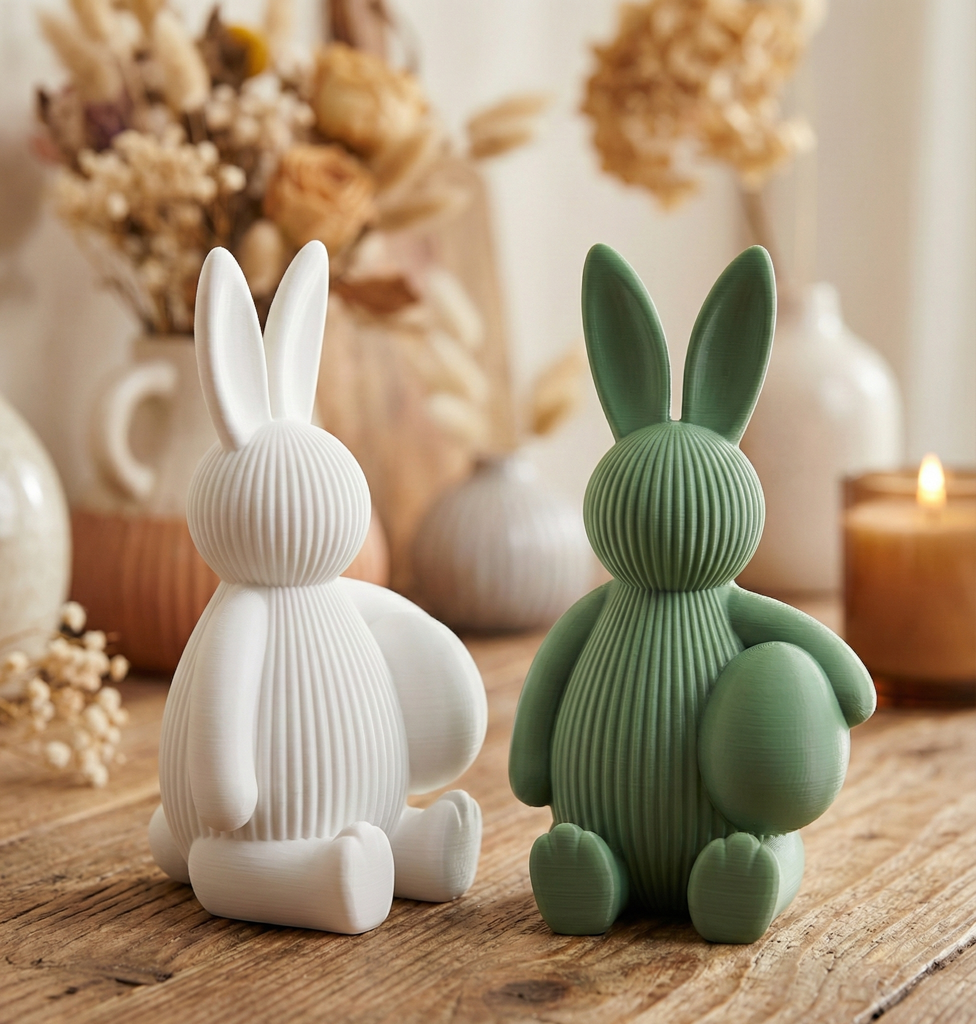 Ribbed Bunny with Egg ♡ - Modern Easter Decor