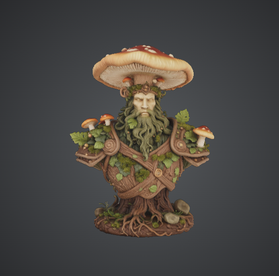 Forest Guardian Mushroom Bust – Enchanted Woodland Spirit