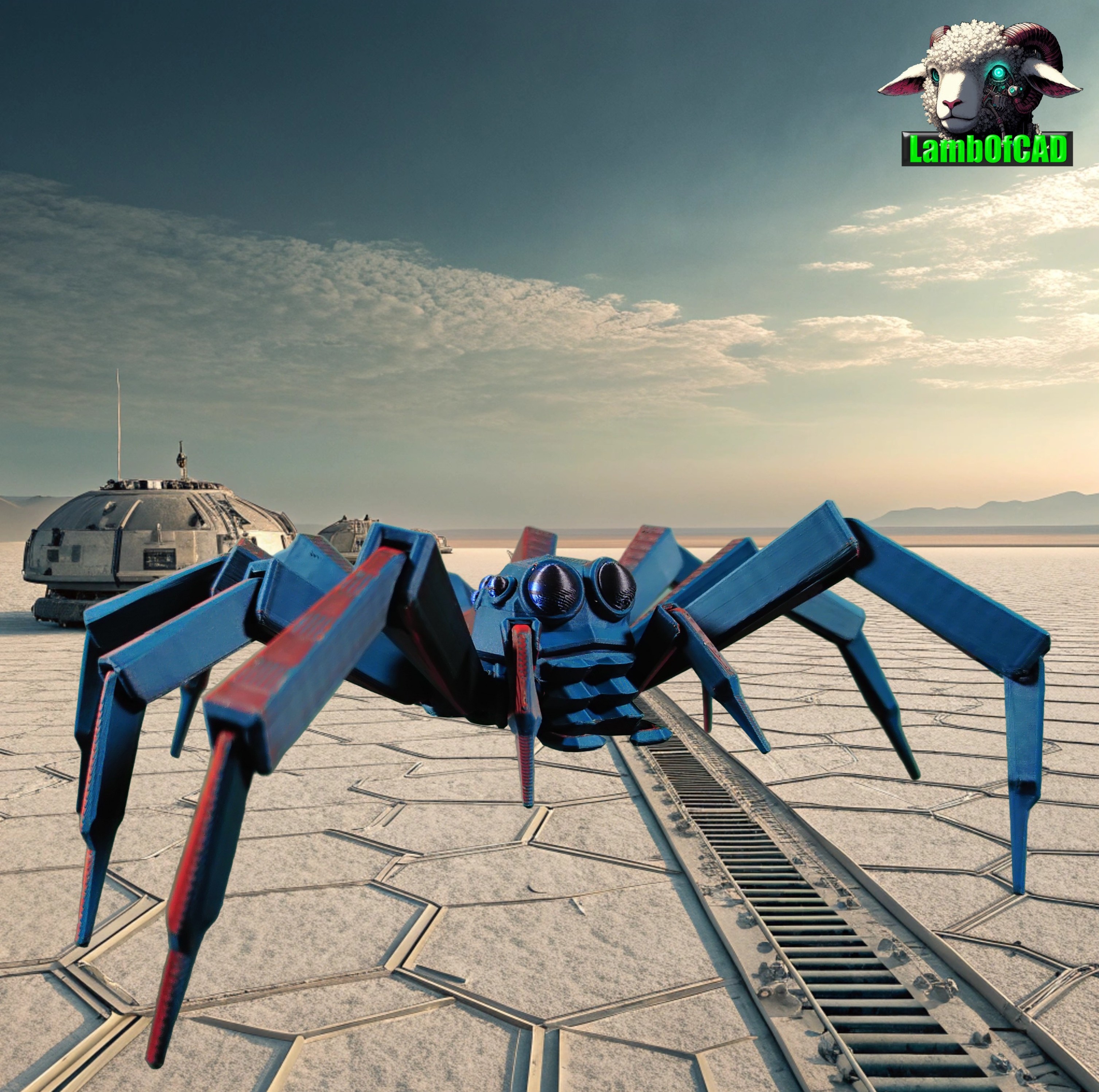 Low Poly Jumping Spider, Articulated, Solarpunk
