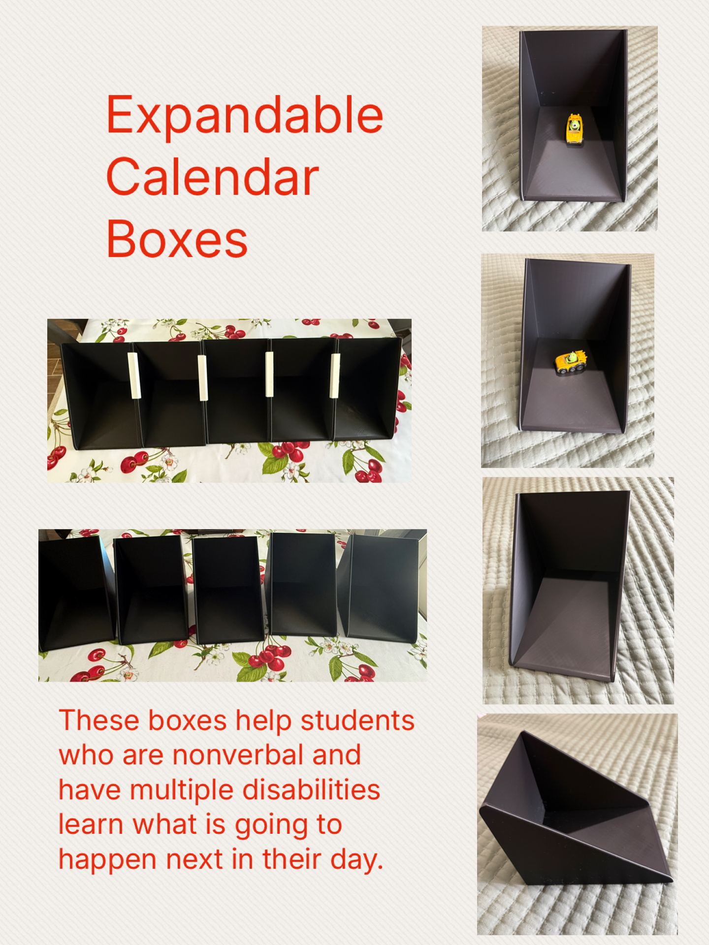 Calendar Boxes for the Visually Impaired