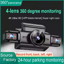 Dashcamera with 4 lens 360 camera Glass Mount