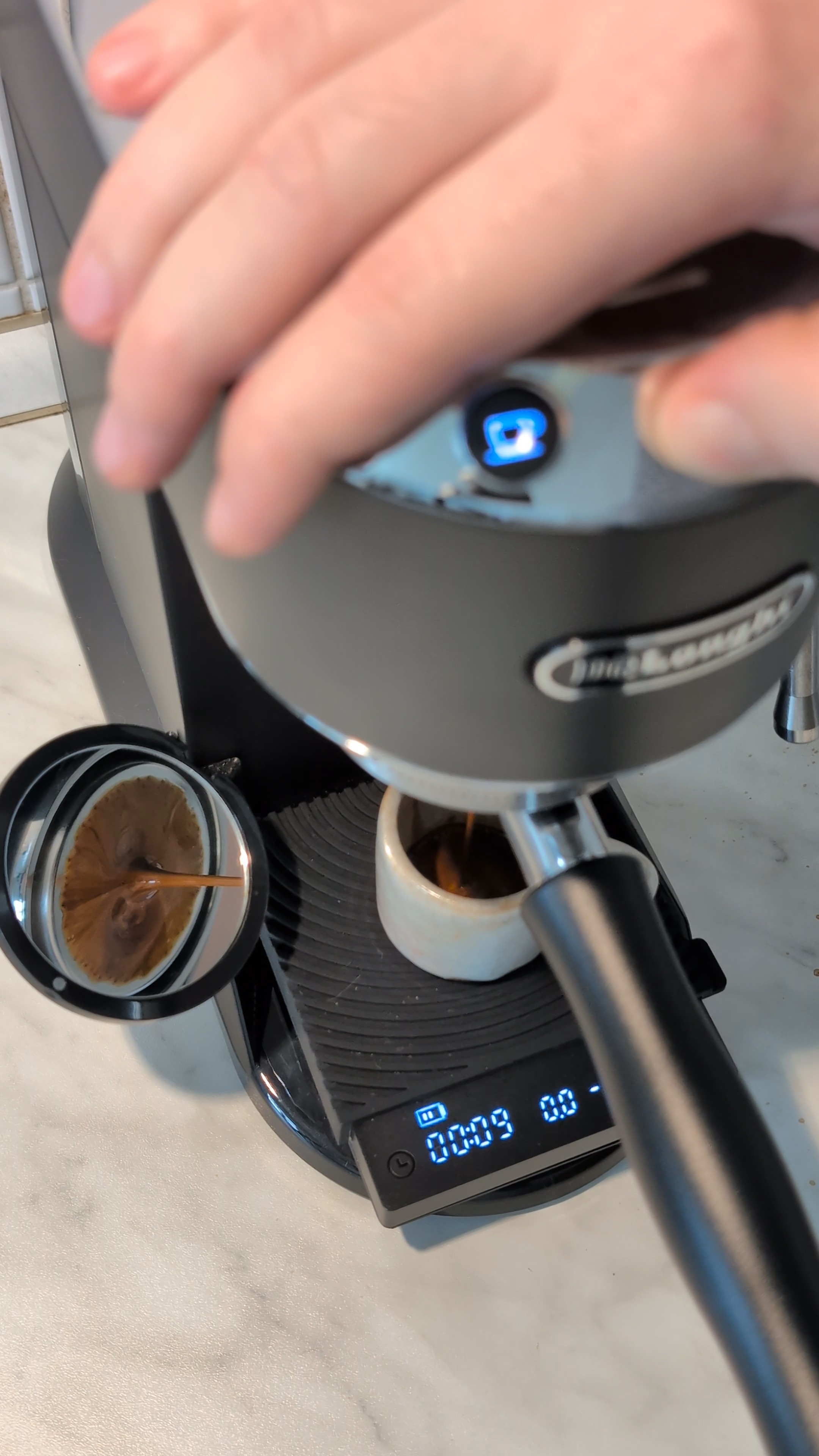 Espresso Mirror for Bottomless Portafilters