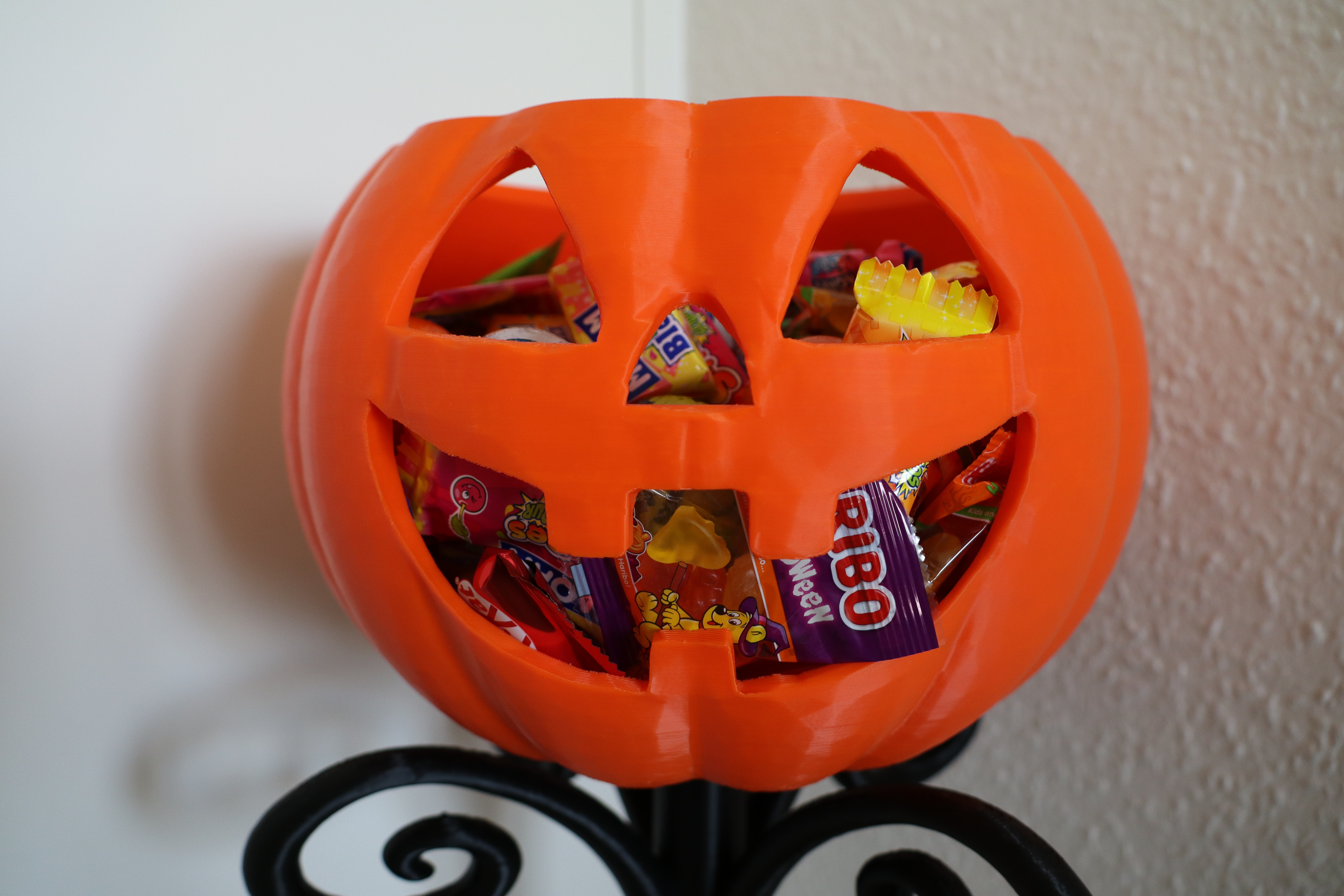 Halloween Pumpkin Candy Bowl with Stand and Decorations