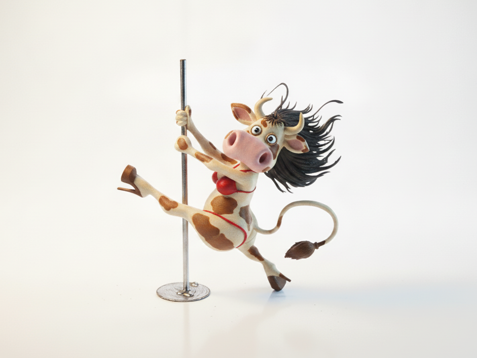 Dancing Cow Pole Dancer Figurine 3D Printable