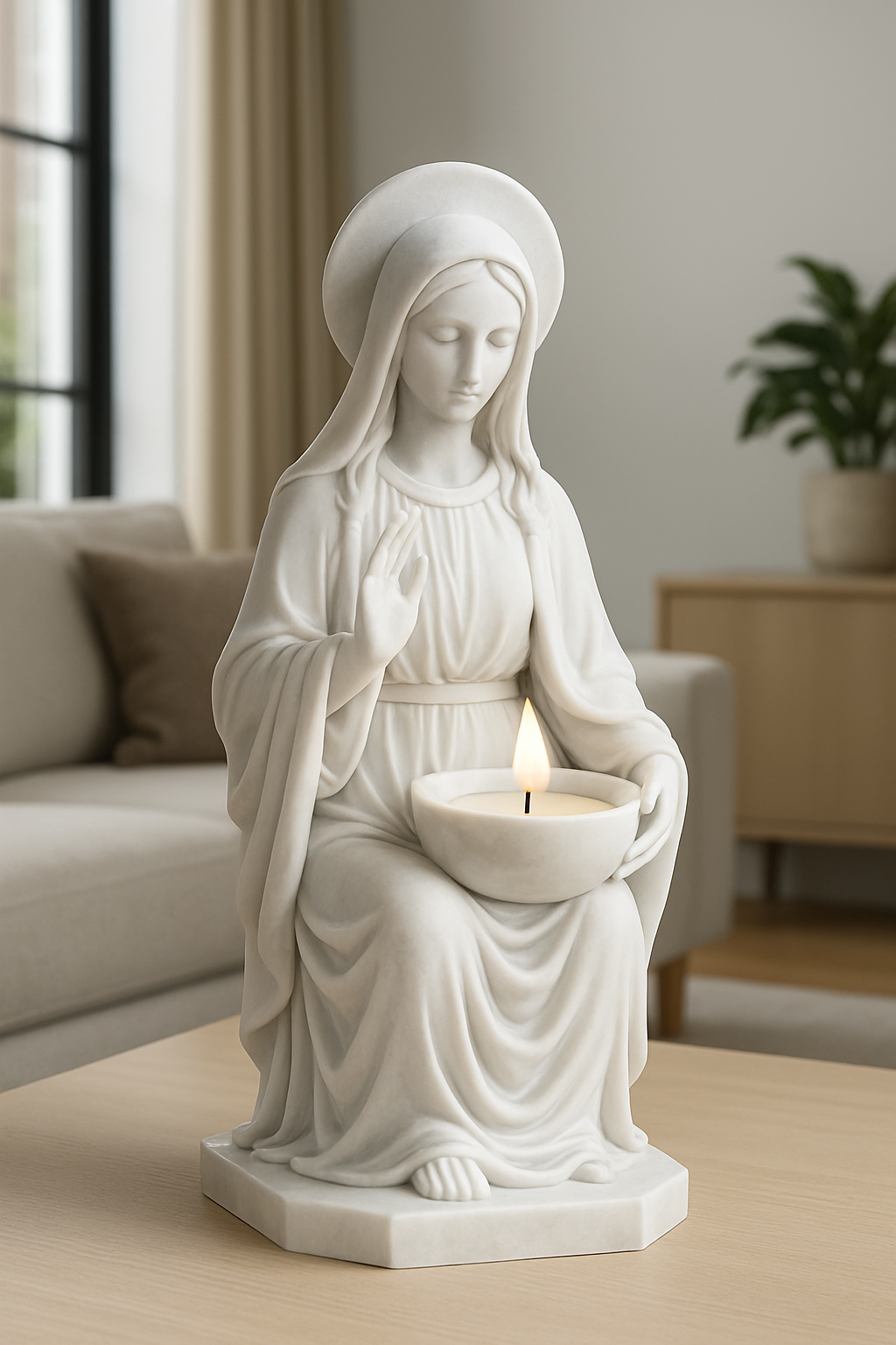 Virgin Mary Candle Holder STL | Religious Tea Light Statue