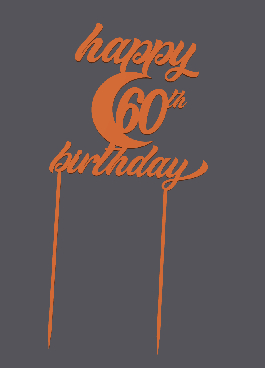 Topper para pastel – Happy Birthday 60th | Cake Topper – Happy Birthday 60th | 3D Print