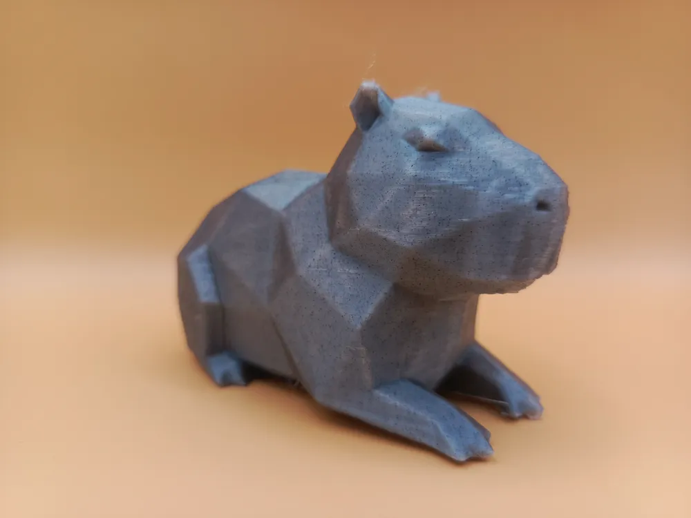 Low-Poly Geometric Capybara Sculpture