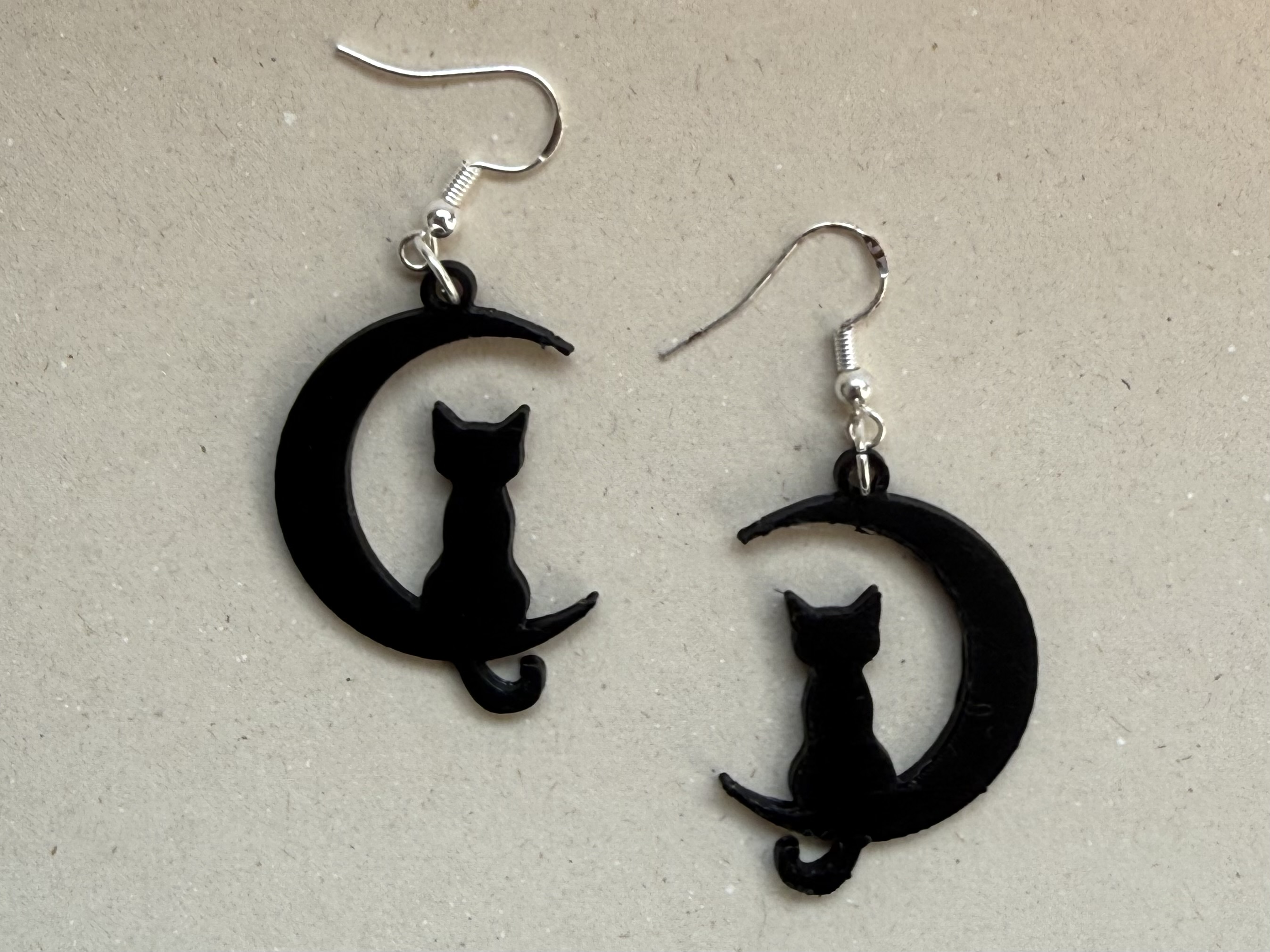 Cat and Moon Earrings