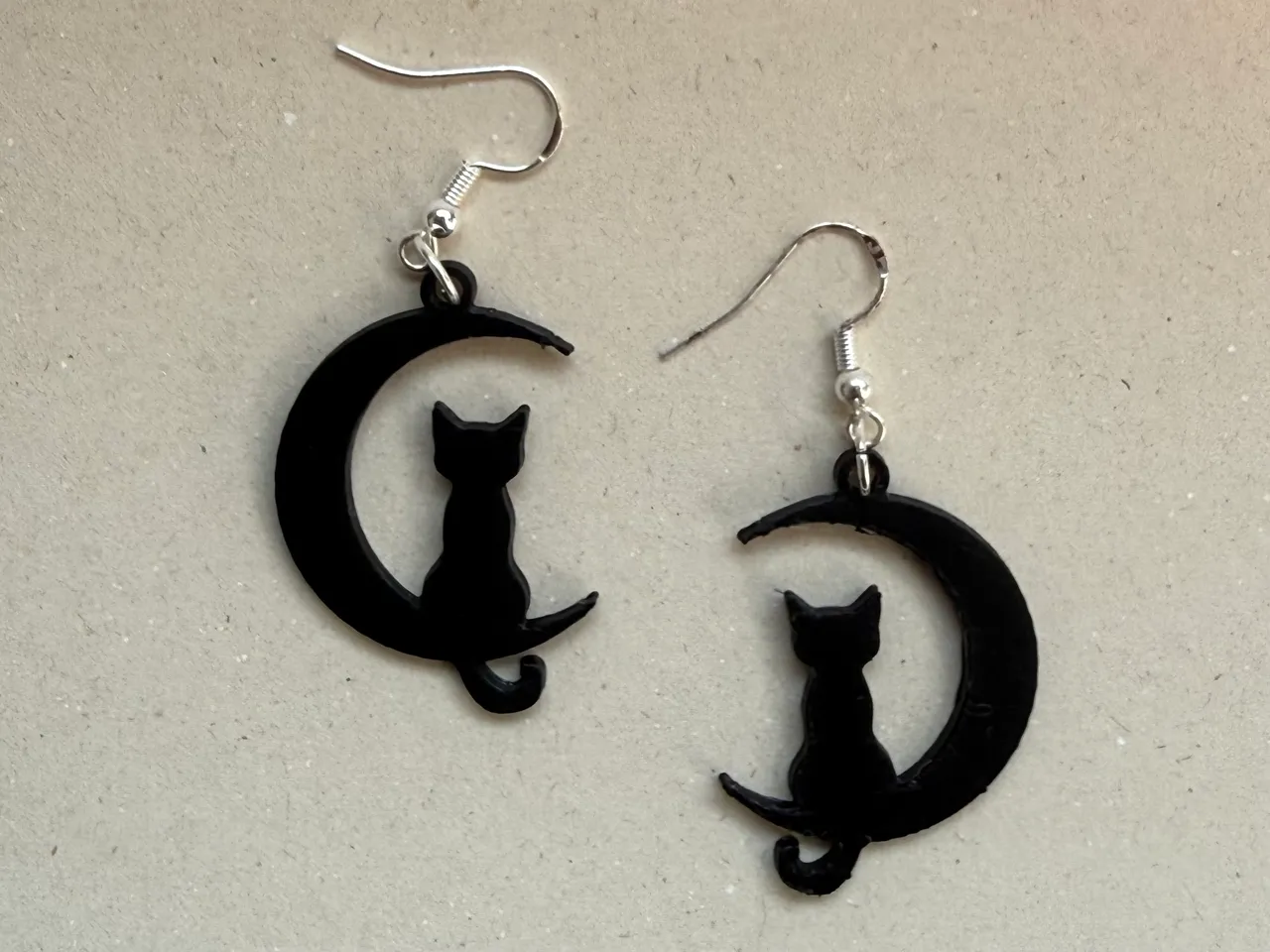 Black Cat & Moon Faux Leather Dangle Earrings – Lightweight, Handmade, Hypoallergenic For Women & Girls - View #2
