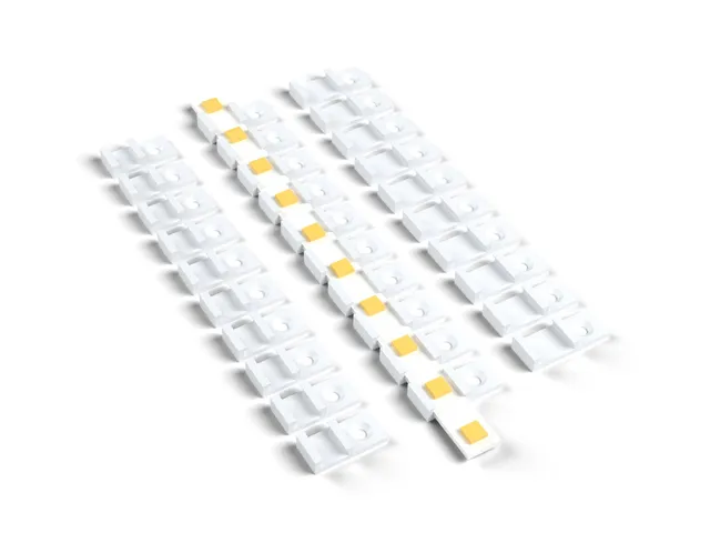 LED Strip Clips - 30 Snap-In Mounts for 8, 10 and 12 mm Light Strips, Screw Mount, No Supports (OpenSCAD)
