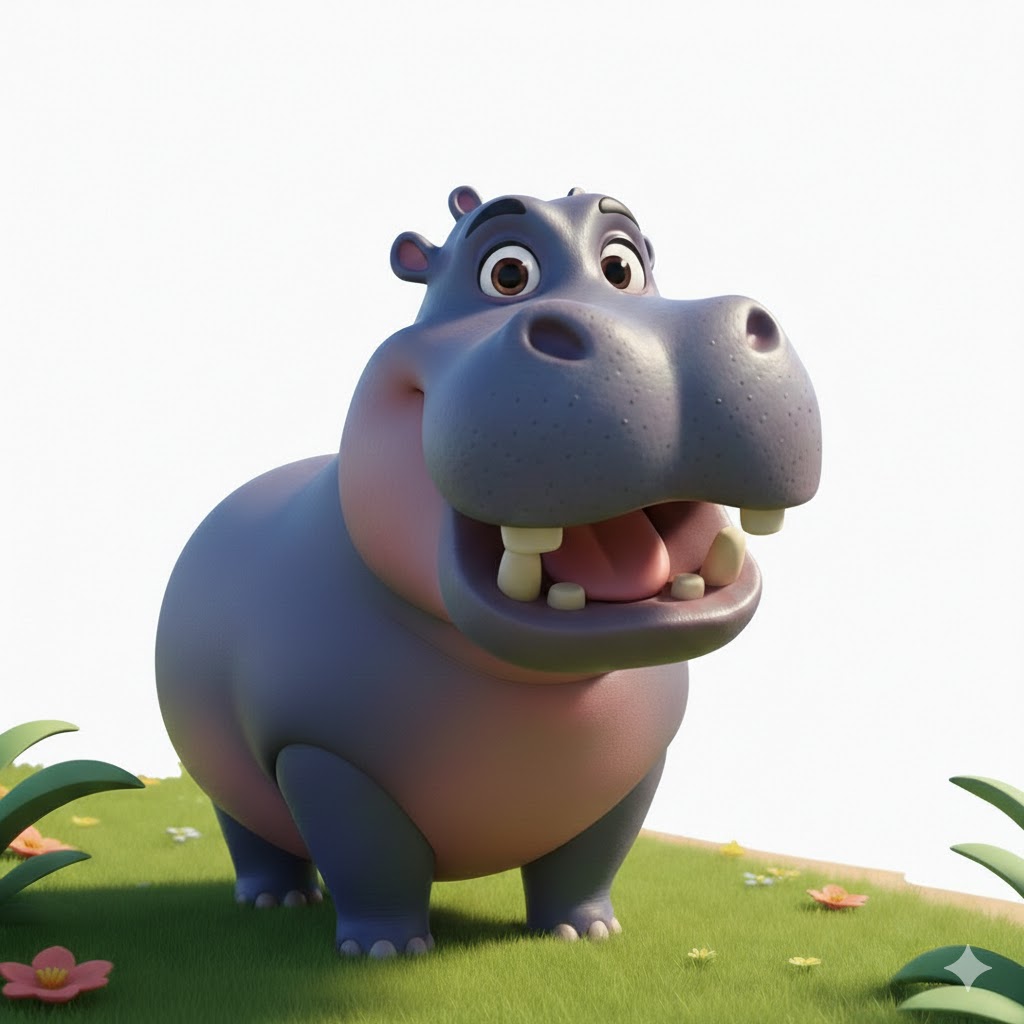 cartoon hippo