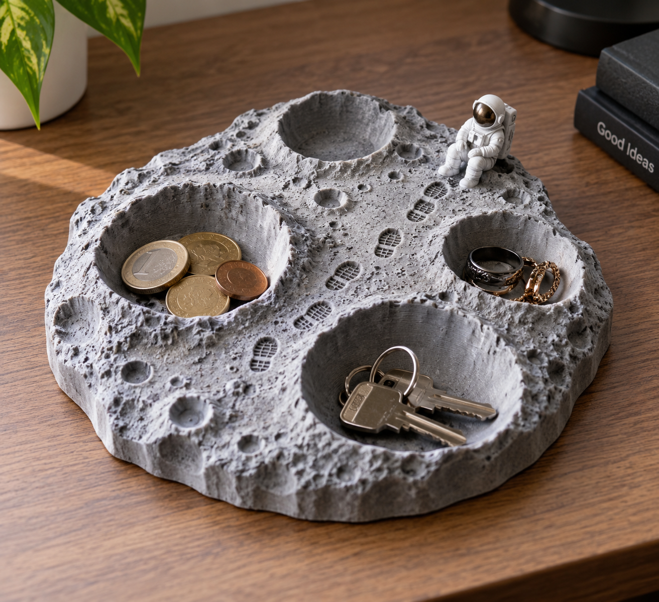 Moon Surface Tealight Tray with Astronaut