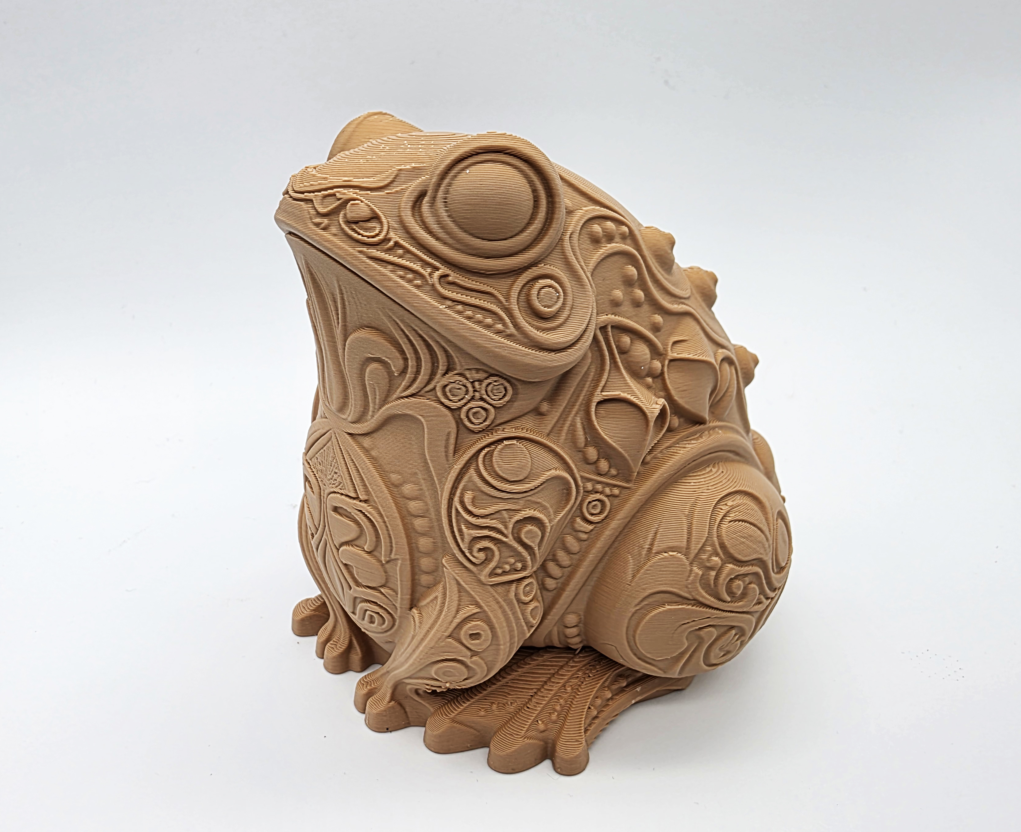 Ornately Carved Toad Sculpture