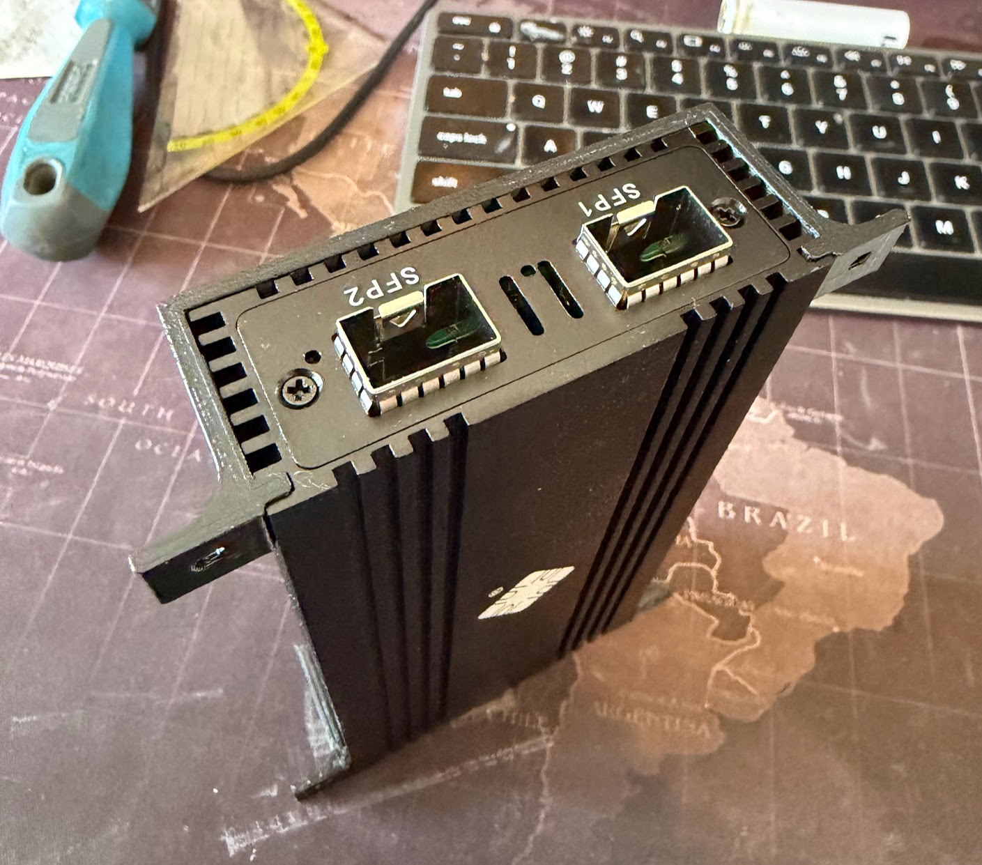 Dual 10G SFP USBC adapter under desk mount