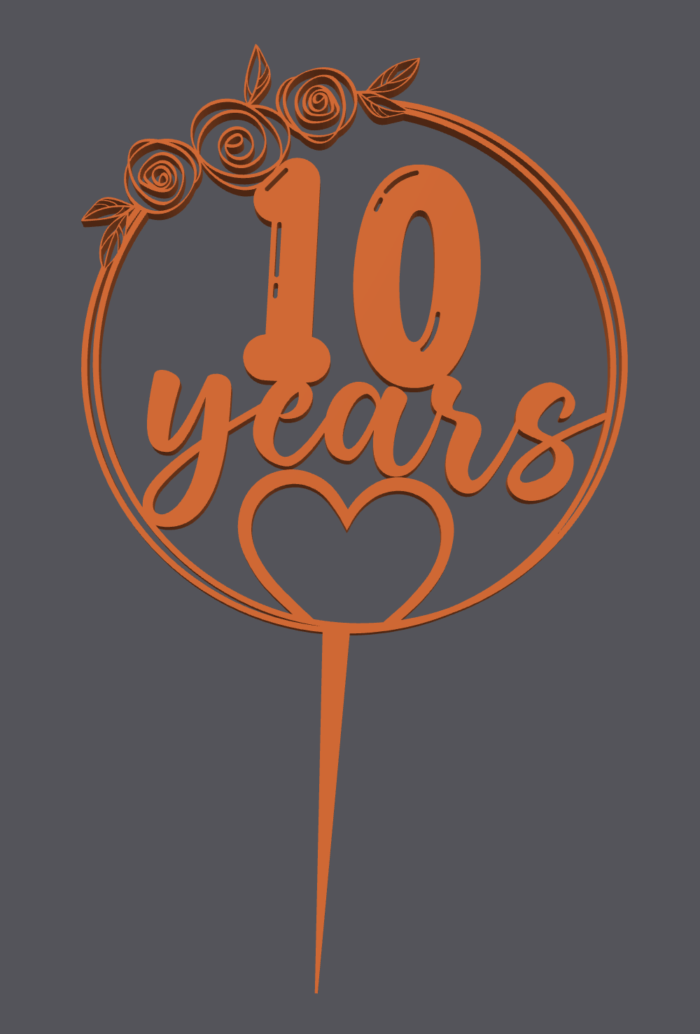 Topper para pastel – Corazón con 10 años | Cake Topper – Heart with 10 Years | 3D Print