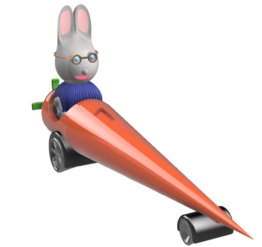 easter bunny in a carrot car 3D model