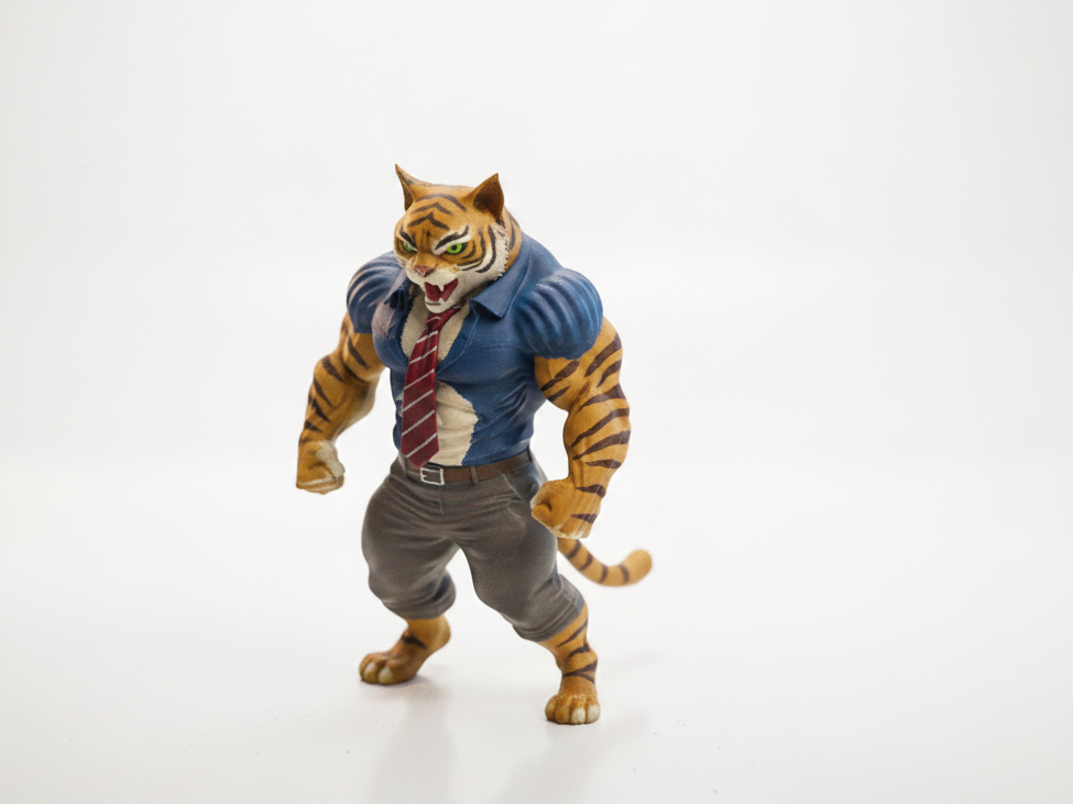 Buff Cat Figurine Muscular Character 3D Printable