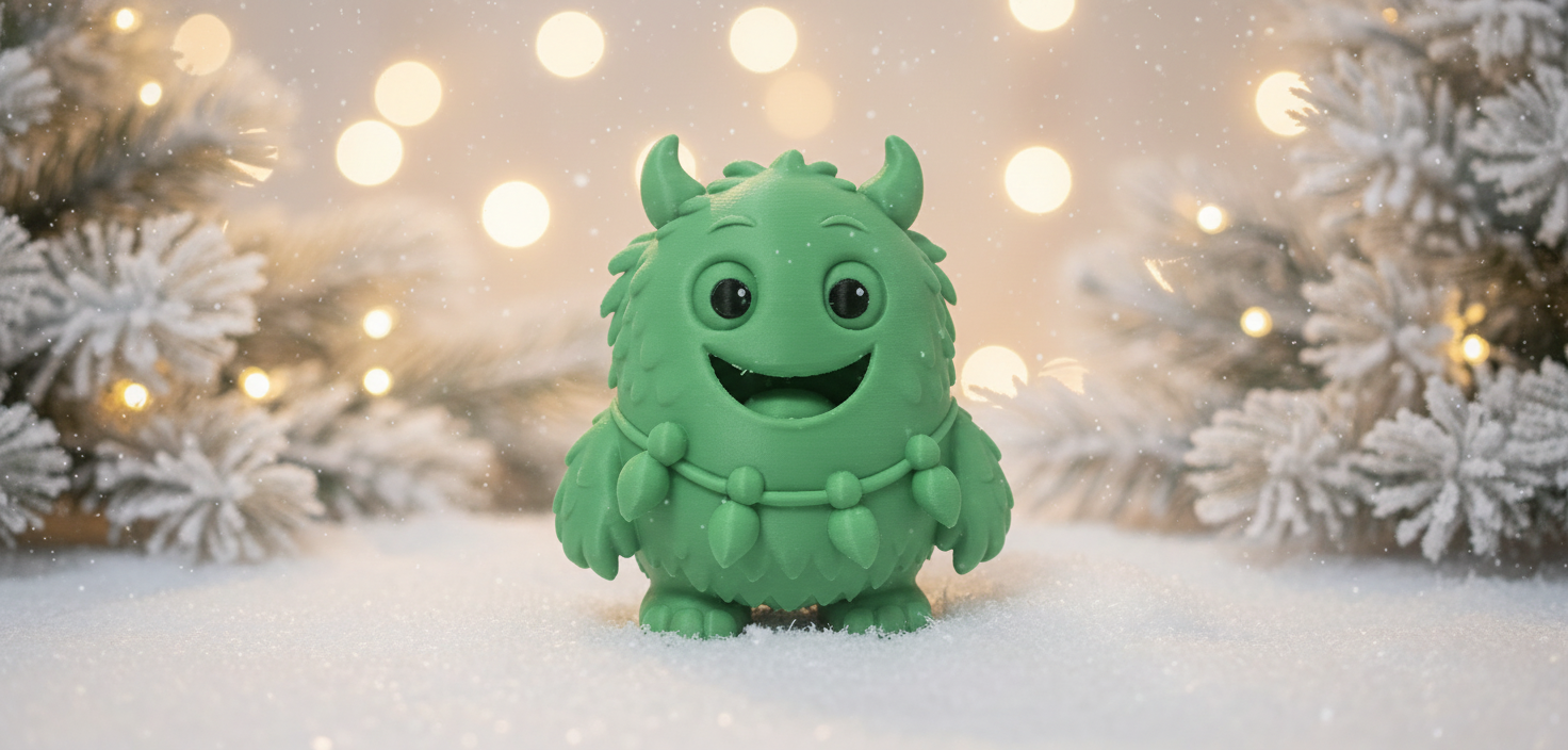 Furry Monster with Leaf Necklace Christmas Figure