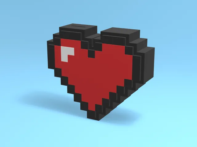 8-Bit Pixel Heart Piggy Bank - multicolour without AMS, euro coin slot, no supports