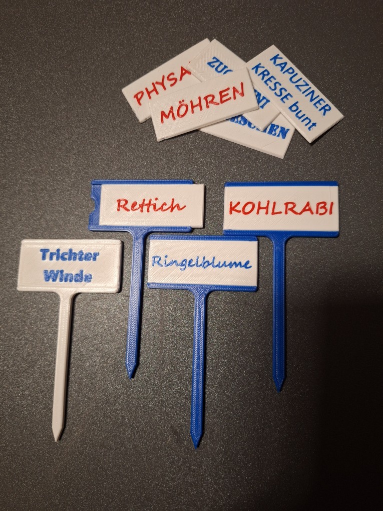 Plant label with replaceable lettering plate , Pflanzschild mit Wechselplatte