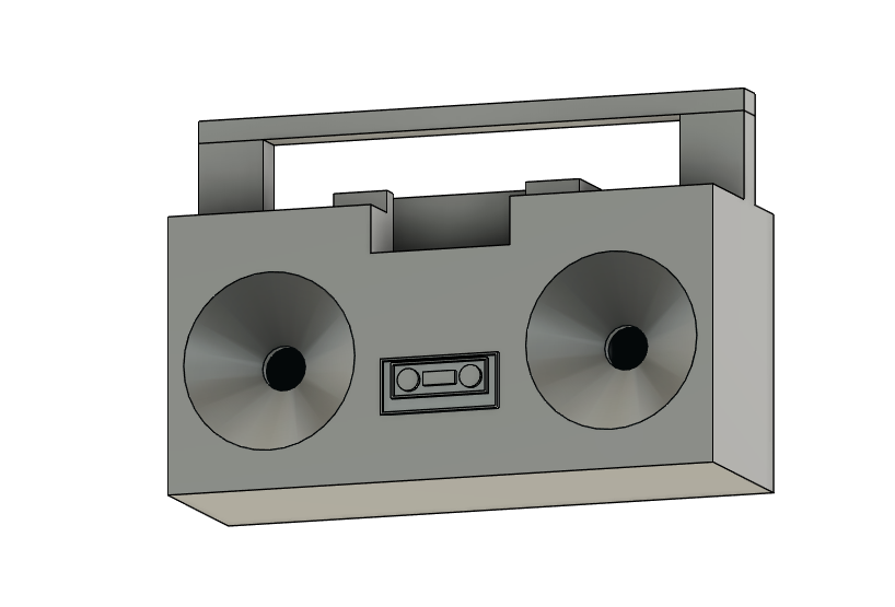 Phone amplifier/speaker with visible phone screen 80s boombox style