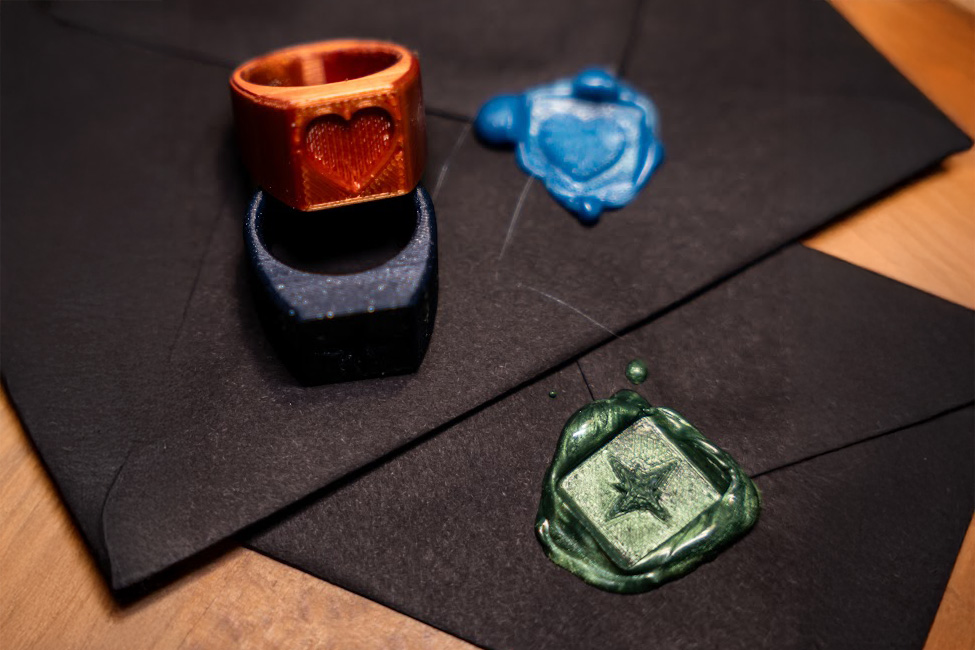 Wax Seal Ring - Heart and Compass Rose