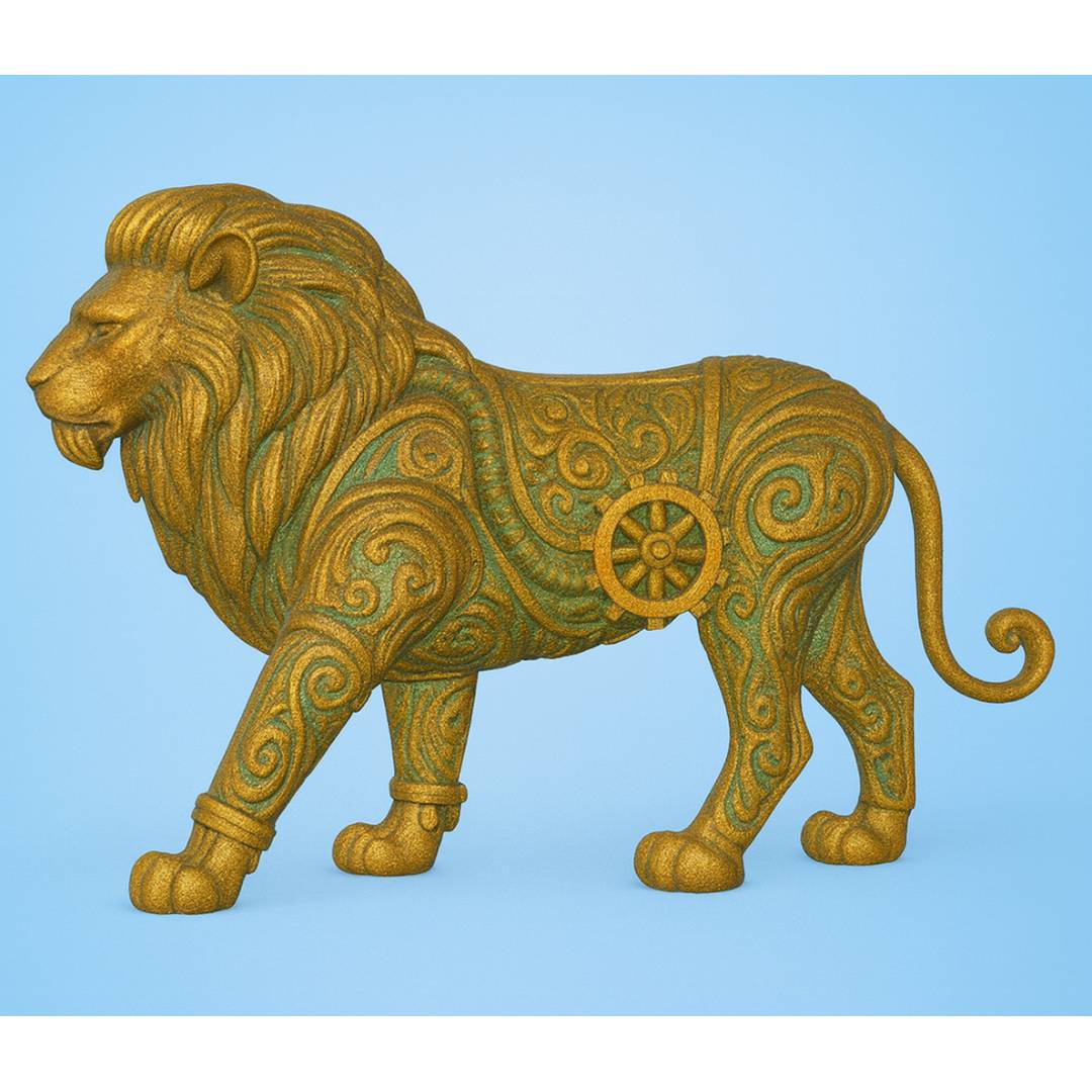 STL File Description — Ornate Lion Statue (High Detail)