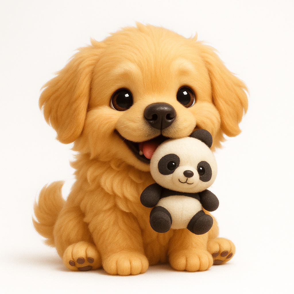 Golden with panda