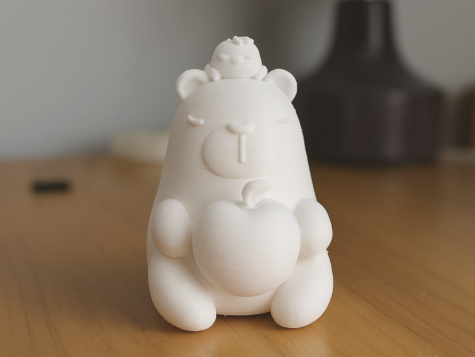 Capybara with Peach Figurine