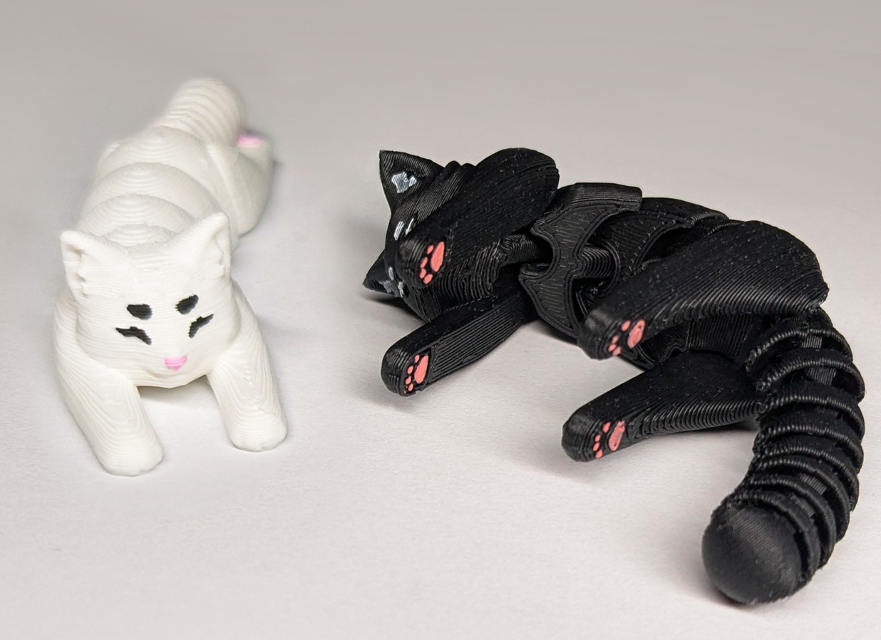 Articulated Cat – Print In Place, bumps for easy painting