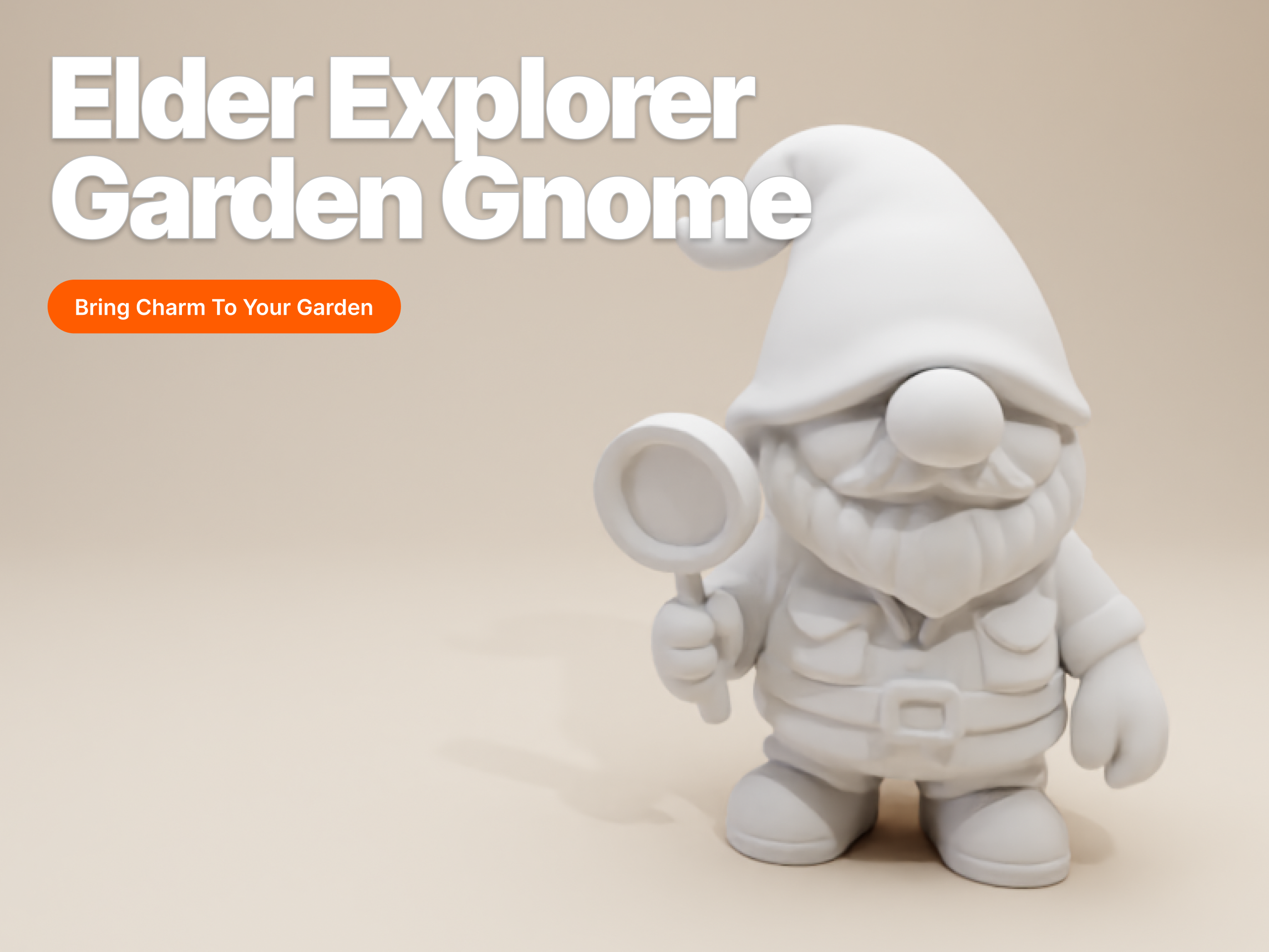 Elder Explorer Garden Gnome – Bearded Male Figurine (Whimsical Clay Style)