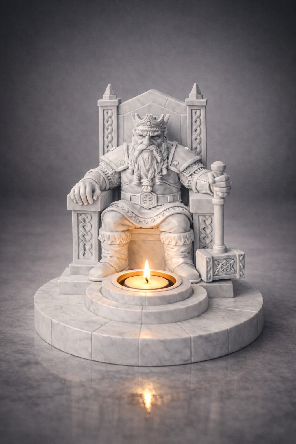 Dwarf King Candle Holder STL | Dwarven Throne Fantasy Decor