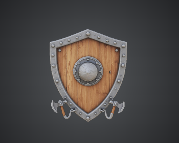 Medieval Knight Shield Wall Decor – Wooden Shield with Battle Axes