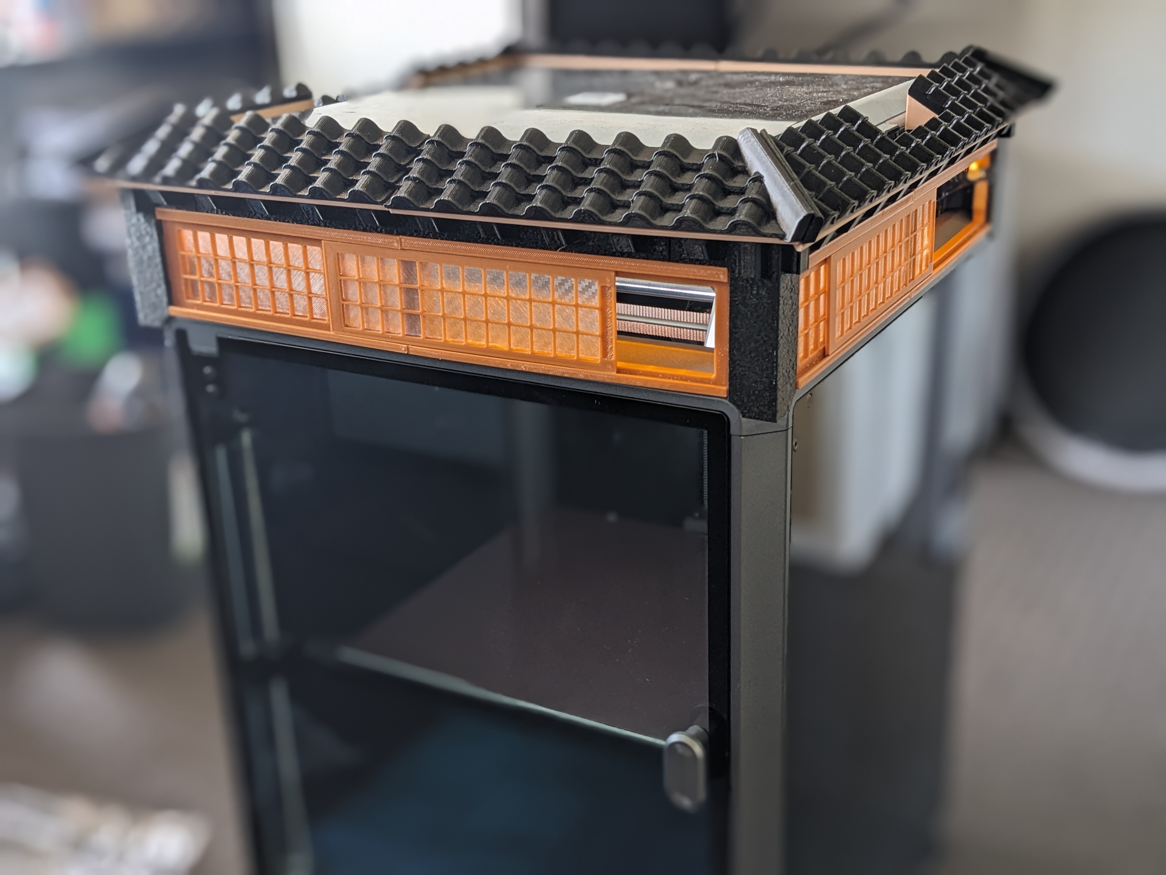 Creality K1 Unibody Riser - Japanese Shrine Mod with Sliding Windows