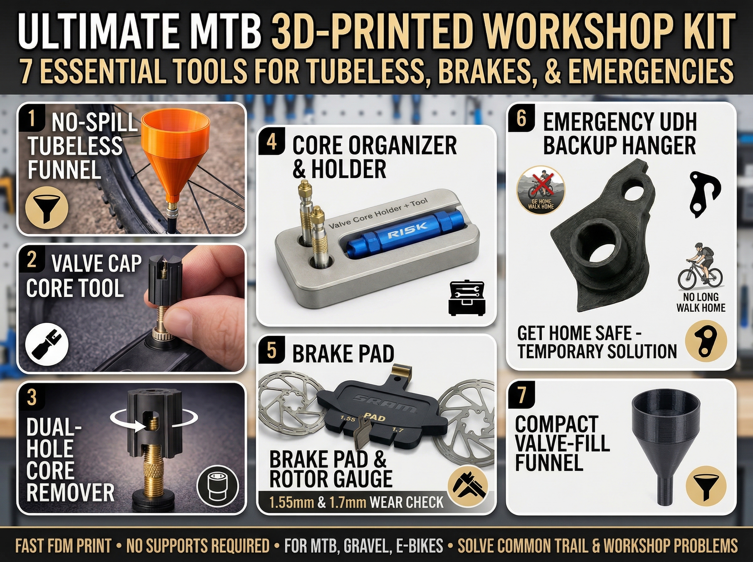 MTB Tubeless & Emergency Workshop Kit – Essential Presta Tools and Trail Repair Set