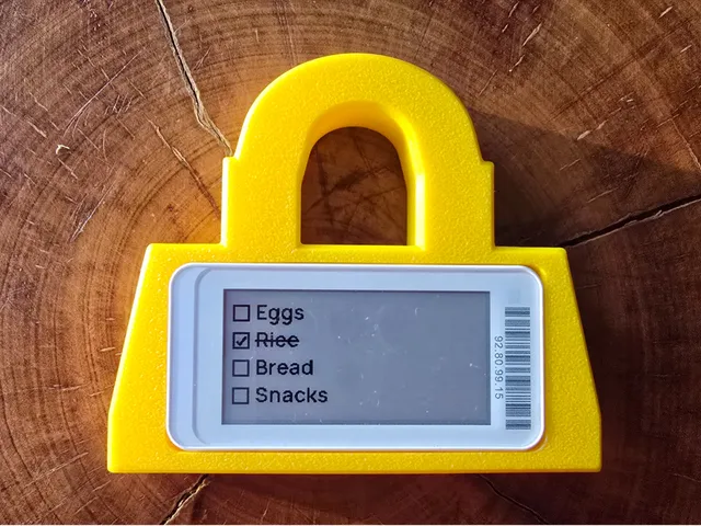 Shopping bag e-ink tag case – fridge magnet, keychain, wall & tape mount (Pingente)