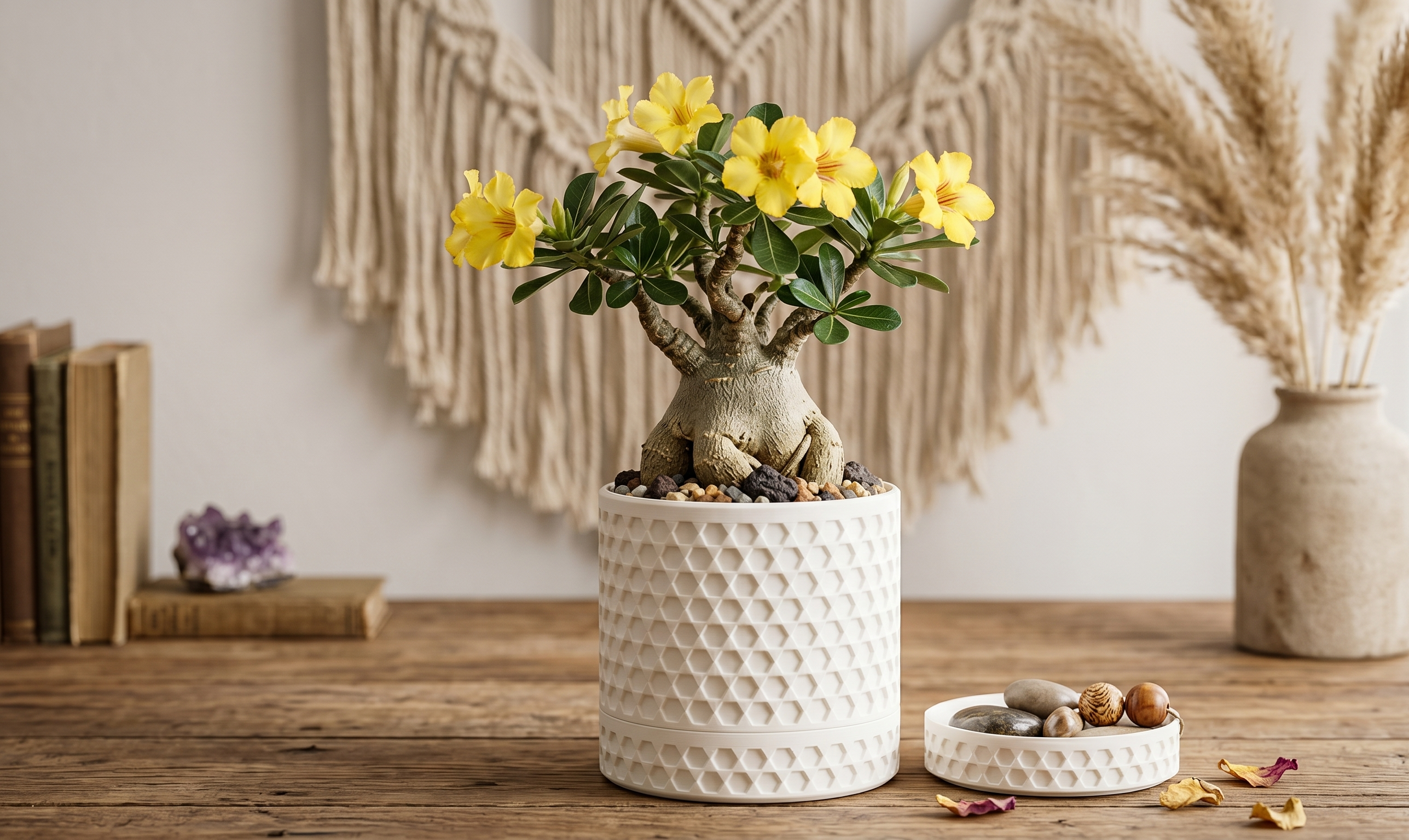 White Hex Lattice Storage Jar