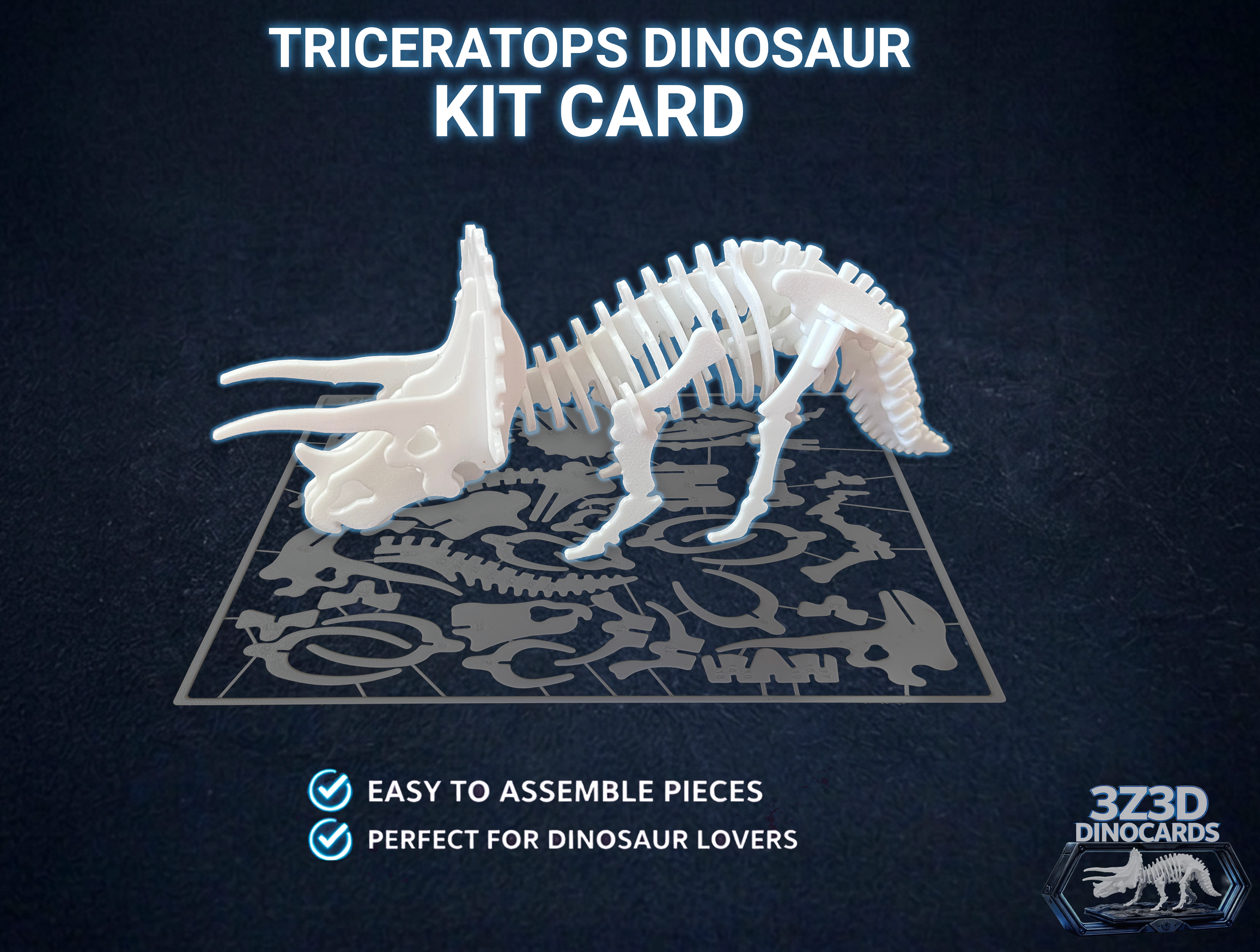 Triceratops Dinosaur Kit Card - DinoCards-CC BY-SA — druk 3D