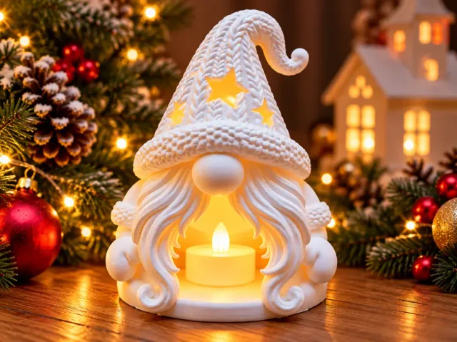 Christmas Gnome Candle Holder – 3D Printed Christmas Decoration