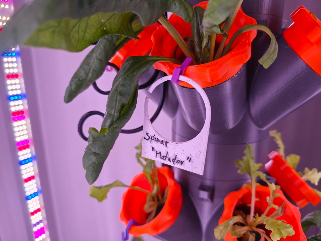 Hydroponic seedling label and pin