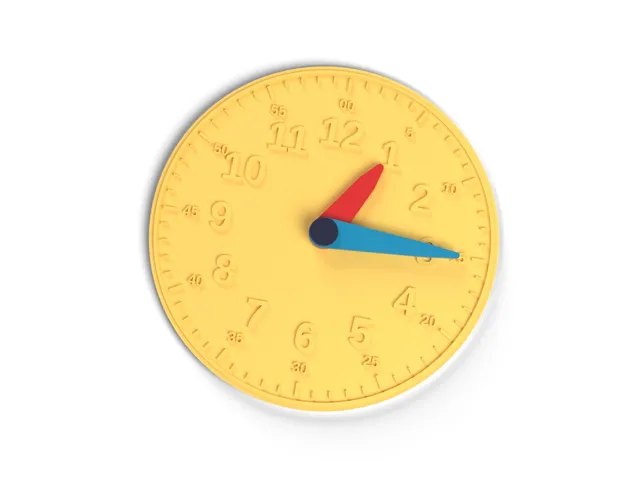 Learning Clock - Teaching Clock with Turning Hands for Telling the Time, No Supports (OpenSCAD)