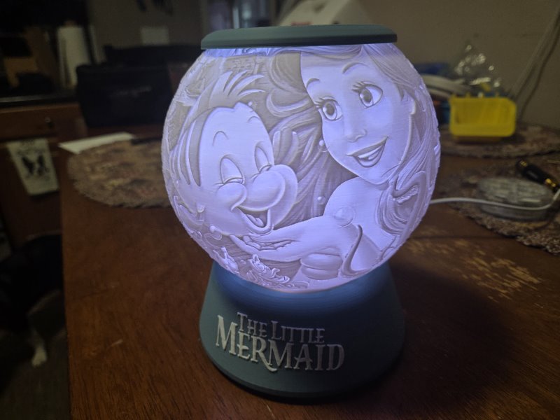 Little Mermaid Themed Lithophane Light\Lamp