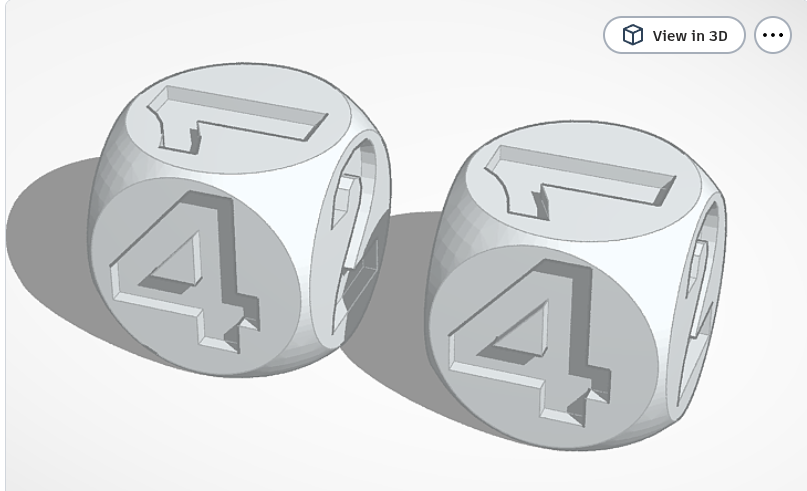 Dice with numbers