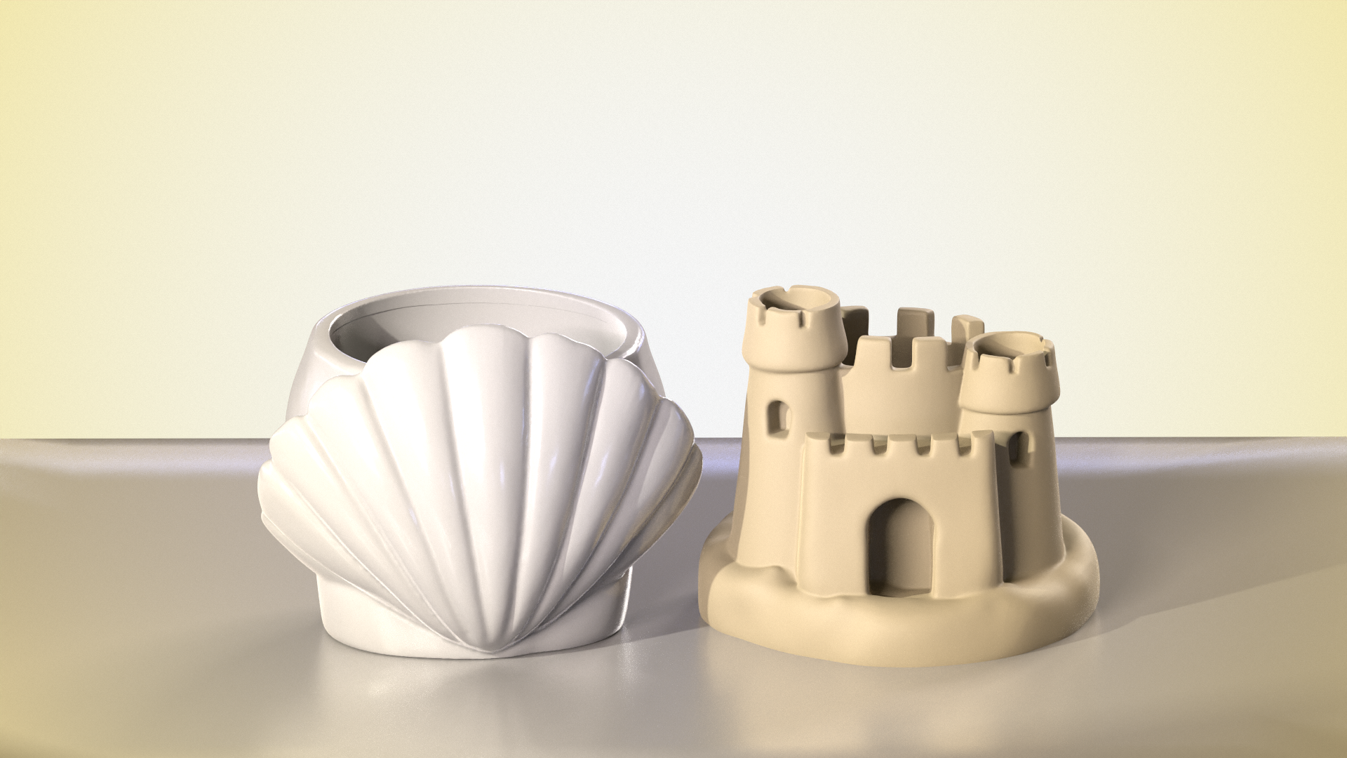 Beach Day Succulent Planters Set - Sandcastle & Seashell Pots
